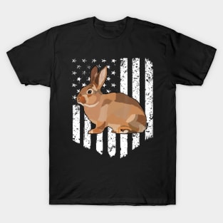 White American Flag Rabbit 4th Of July Farm Animal T-Shirt